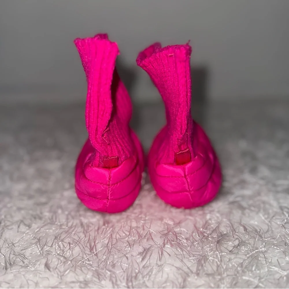 Baby Gap Puffer‎ Booties Pink Knit Cuff Winter Snow Toddler Infant Size 3-6M